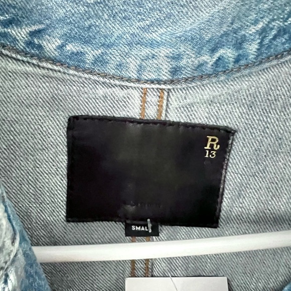 R13 Denim Jackie Trucker 1/2 Sleeve Jacket Sz S - Picture 8 of 10